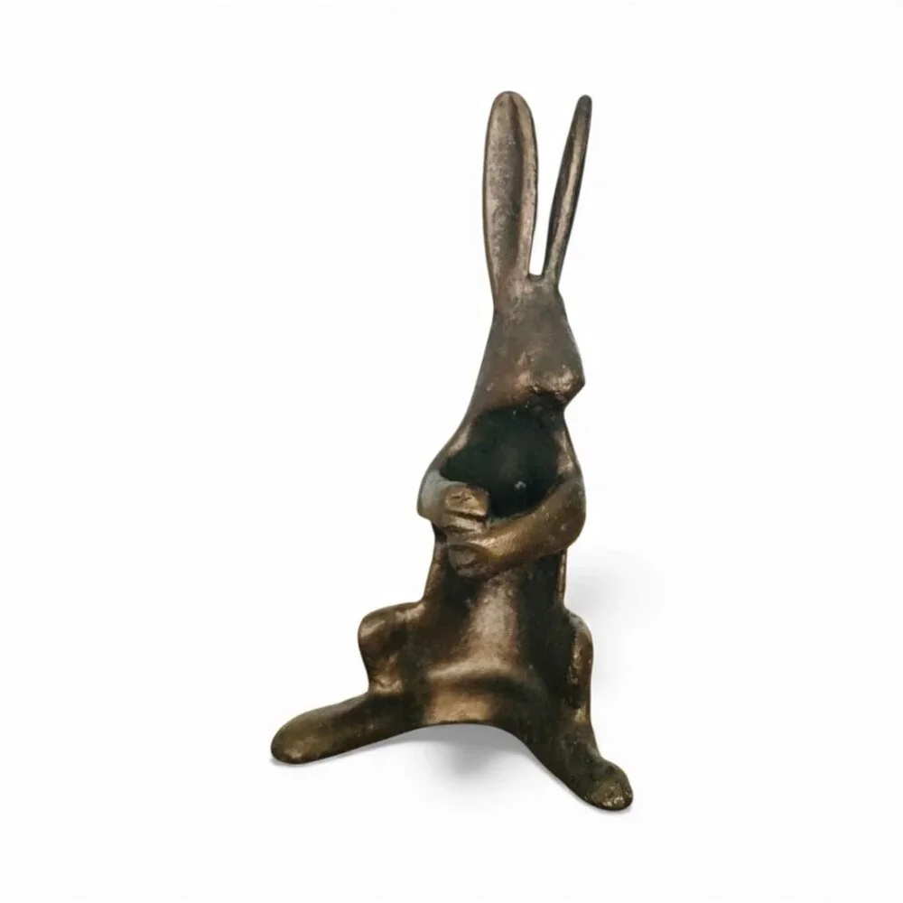 Cast Iron Antique Early 1900’s Cast Iron Bunny Rabbit Napkin Ring Holder - Picture 1 of 8